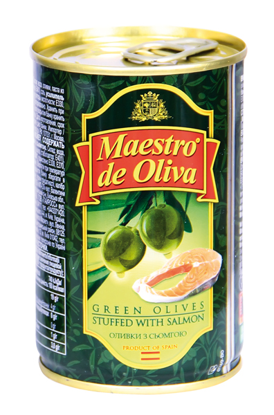 Groene olijven met zalm