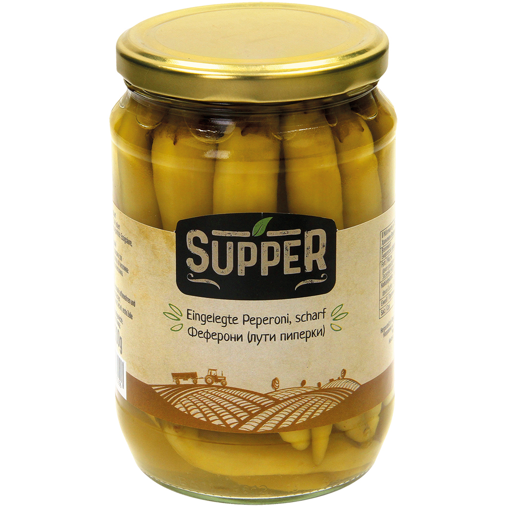 Ingelegde peperoni, scherp