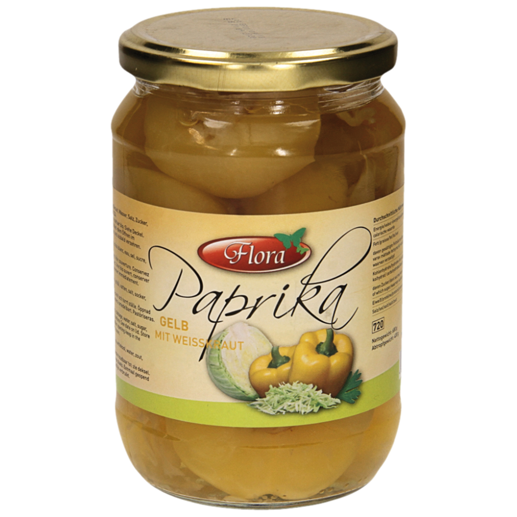 Gele paprika, met witte kool