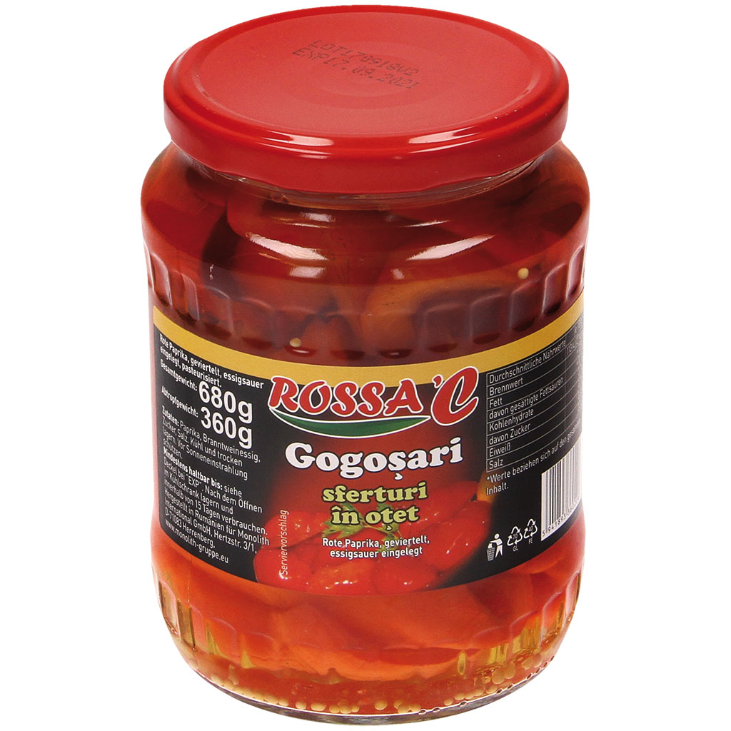 Красный перец, разрезанный, маринованный в уксусе