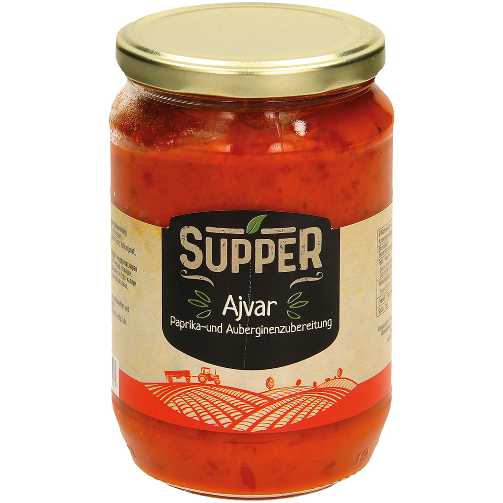 Paprika- en auberginebereiding "Ajvar". Gepasteuriseerd