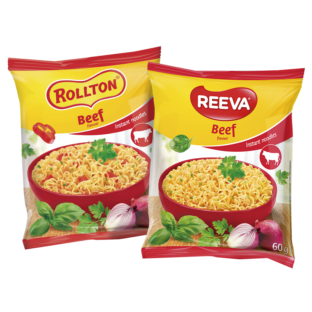 Instantnoedelsoep met rundvlees smaak "Rollton"