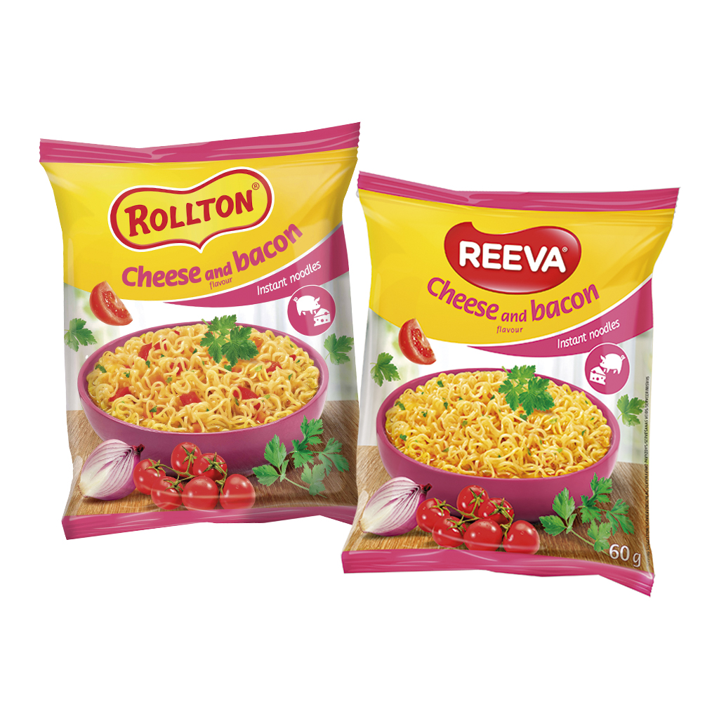 Instantnoedelsoep met kaas- en baconsmaak "Rollton"