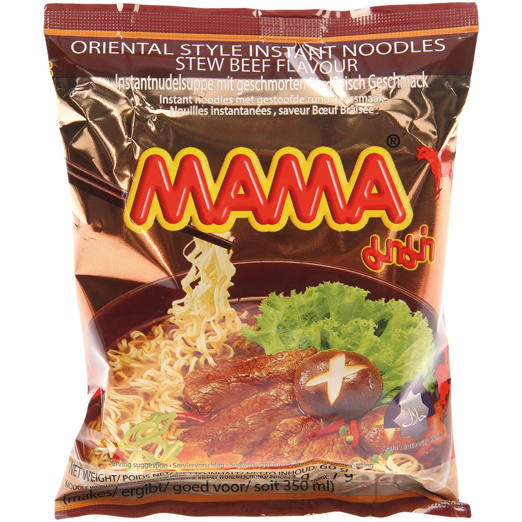 Instantnoedelsoep met gestoofd rundvlees smaak