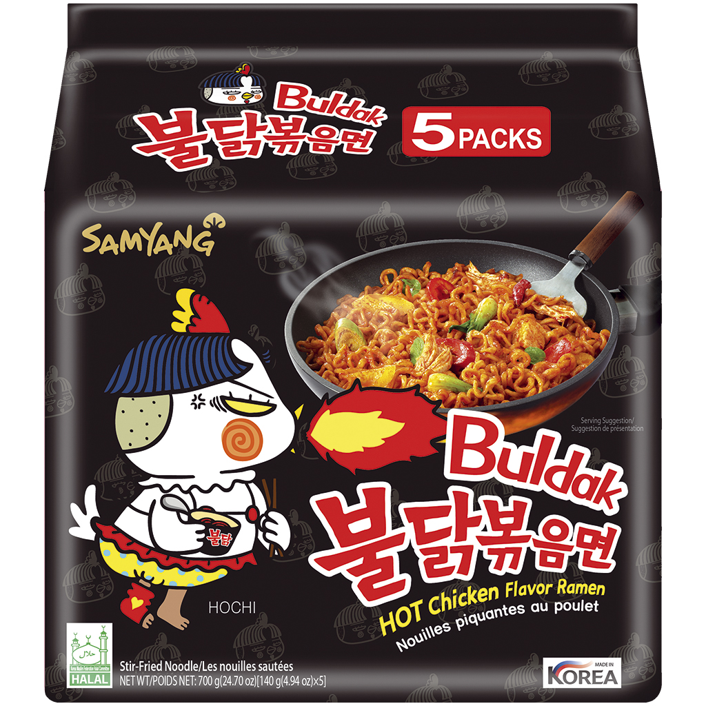 "SAMYANG" Instantnoedels naar Aziatische stijl – met pittige kippenvleessmaak (met suikers en zoetstoffen)