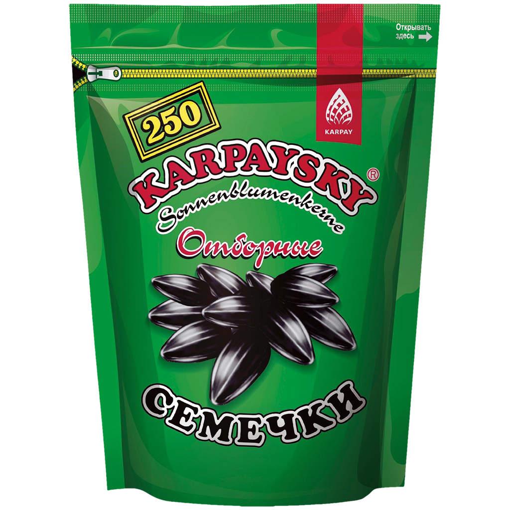 Geroosterde zwarte zonnebloempitten met schil "Karpaysky"