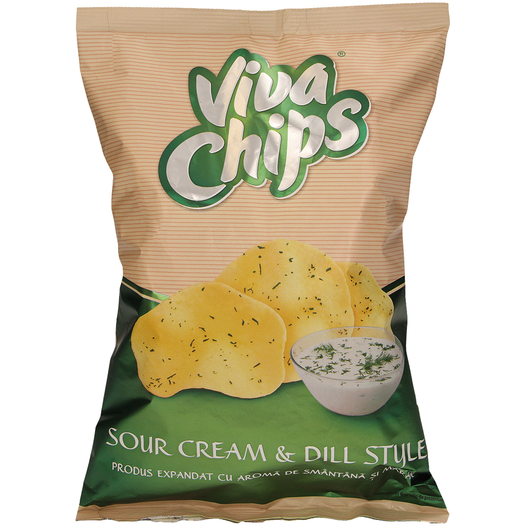 VIVA CHIPS - Tarwe-aardappel-snack met zure room-dille smaak