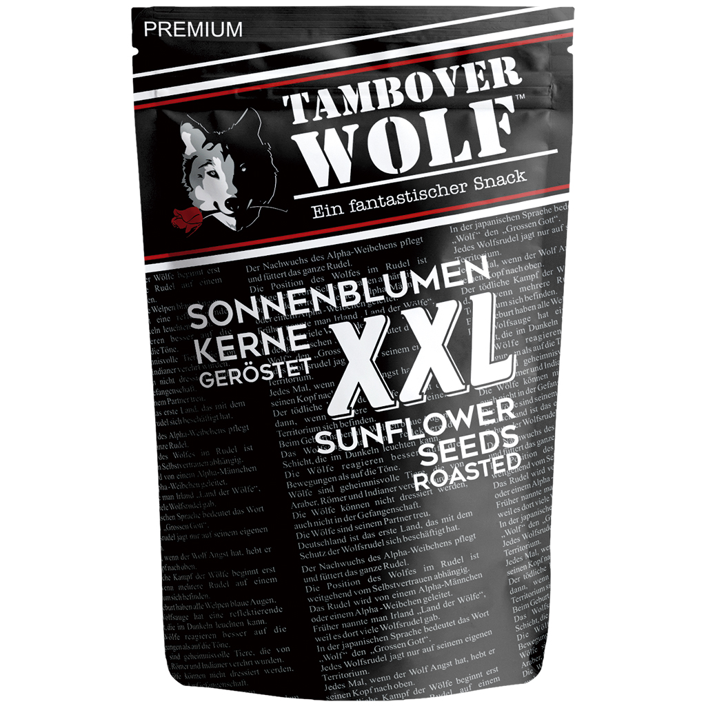 Zwarte zonnebloempitten "Tambover Wolf" in schil, geroosterd