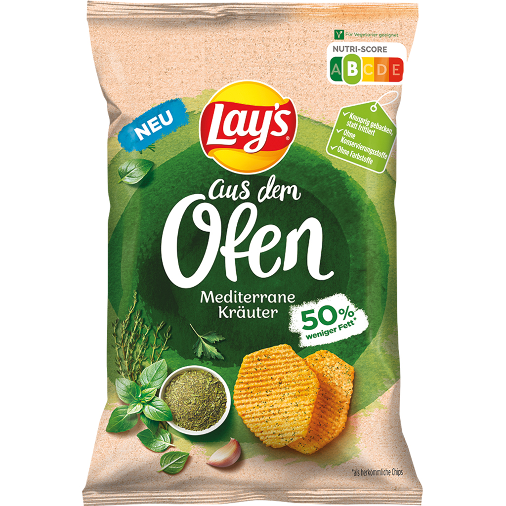 Gebacken aardappel snack Lays uit de oven met kruidensmaak