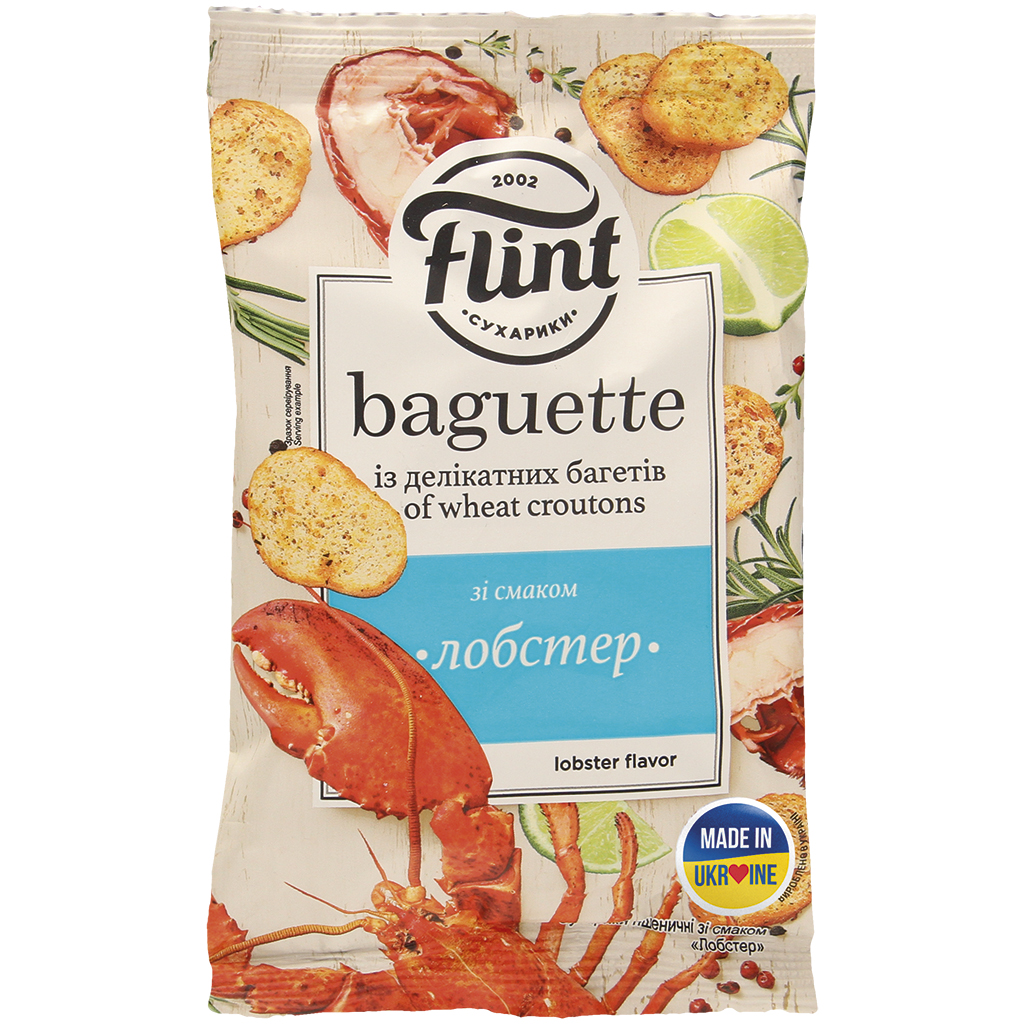 Tarwe broodhapjes met kreeftensmaak.