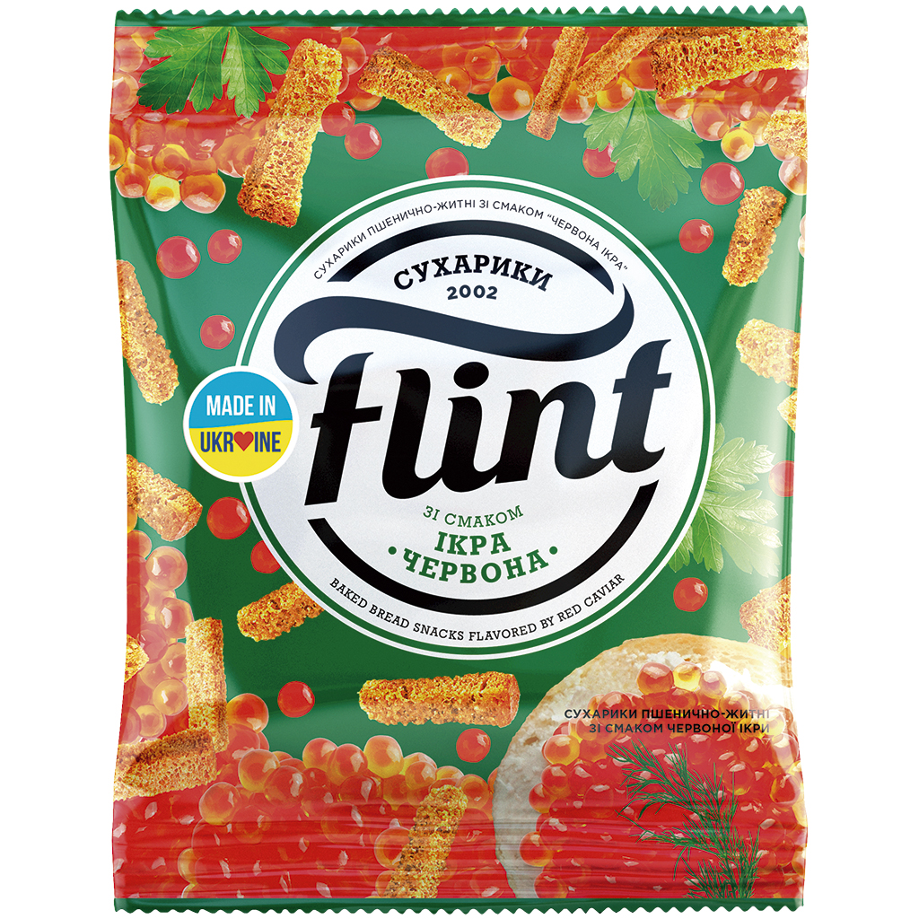 "Flint" - сухарики из пшеничного хлеба со вкусом икры