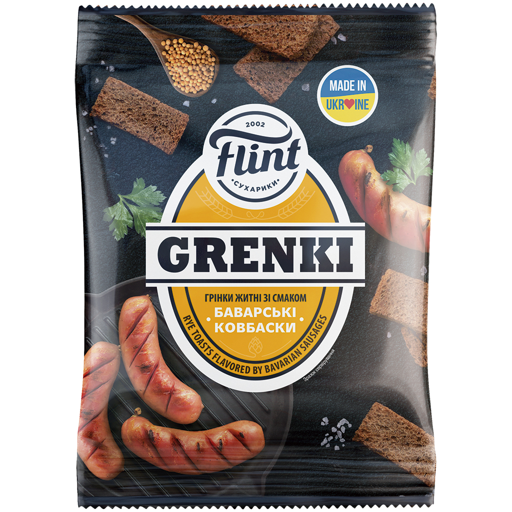 "Flint" - гренки из ржаного хлеба со вкусом баварской колбас