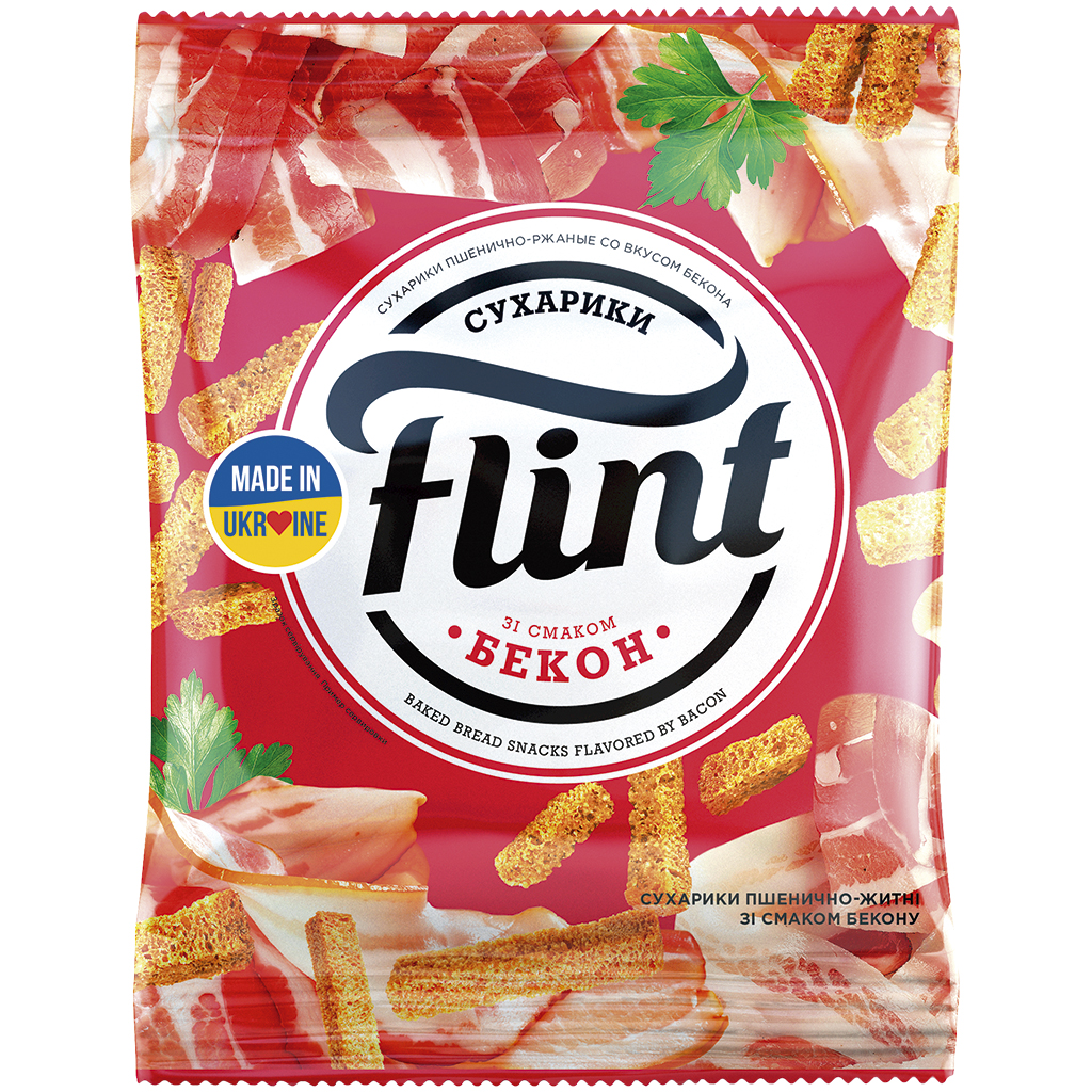 "Flint" - Snack van tarwebrood met speksmaak en gerookte aroma's verfijnd