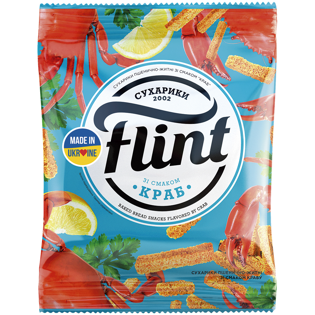 "Flint" - Snack van tarwebrood met garnalensmaak