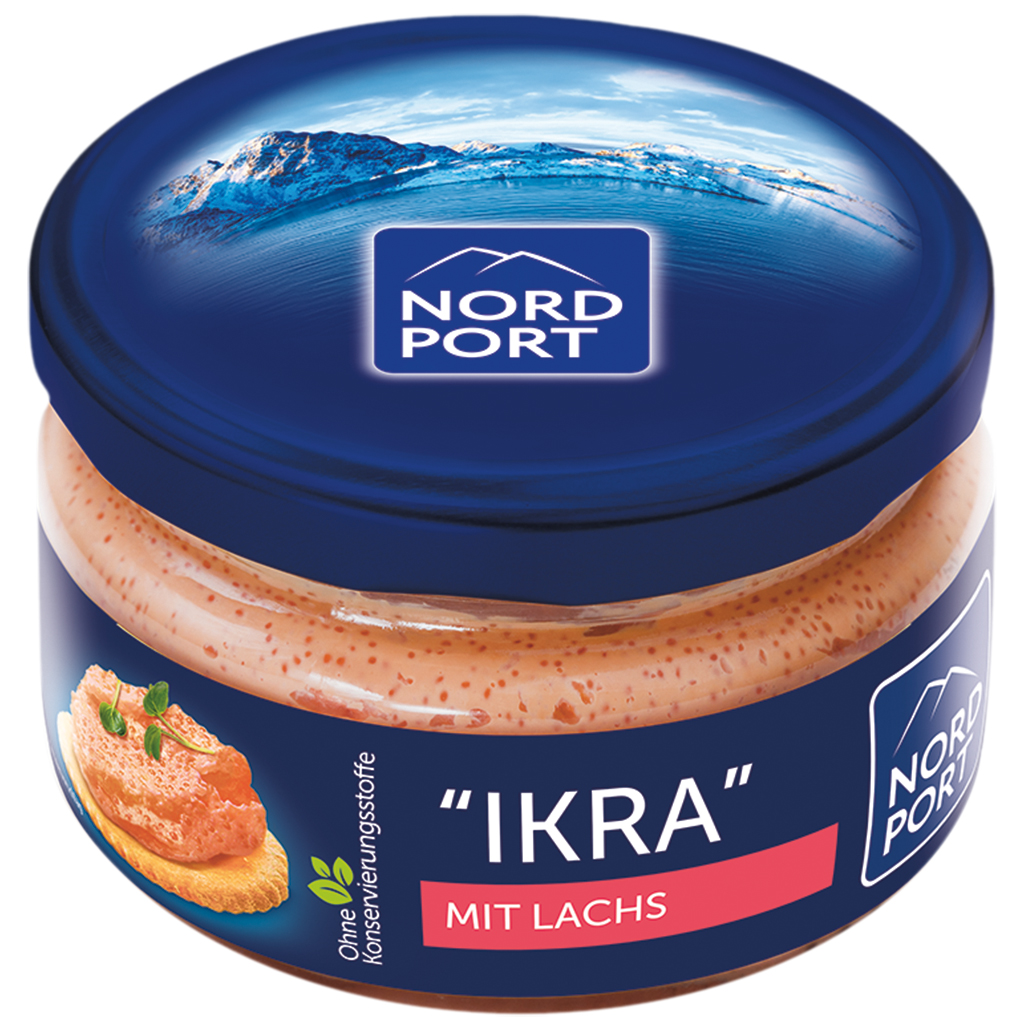 Brotbeleg "IKRA" van capelin- en haringkuit en zalmstukken