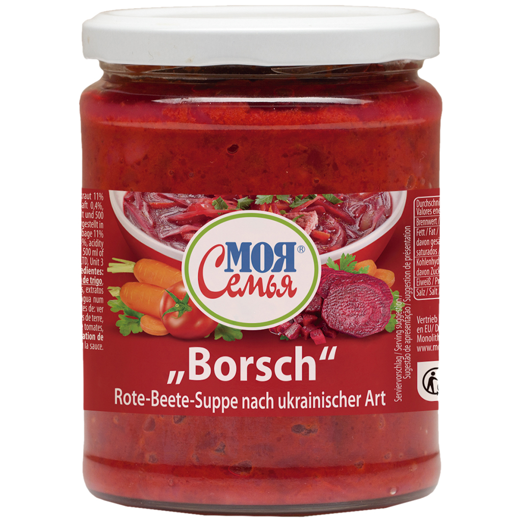 "MOJA SEMJA" Bietensoep "Borsjtj" naar Oekraïense stijl