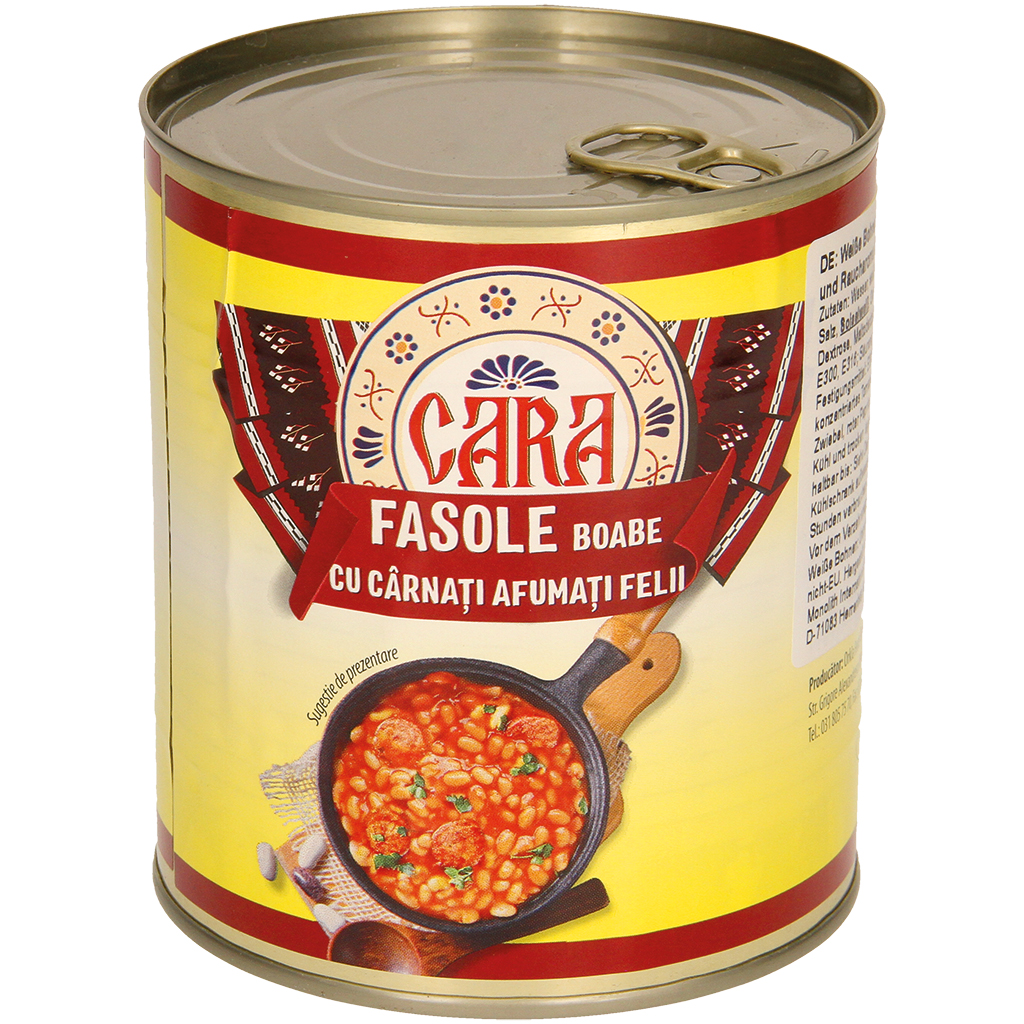 Белая фасоль с копчеными вареными колбасами с соевым протеин