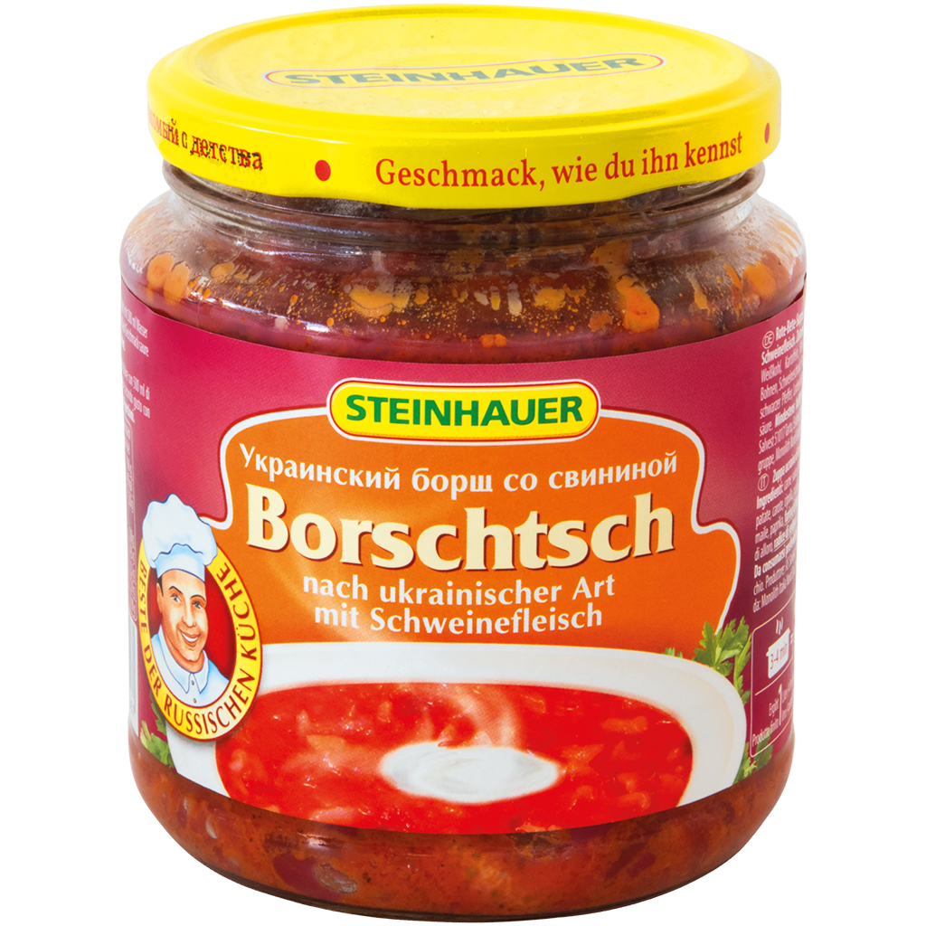 Borsjtsj naar Oekraïense stijl met varkensvlees