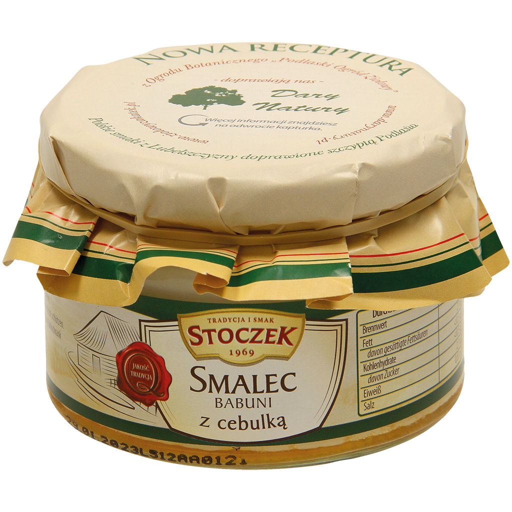 Varkensvet met uien als beleg "Lard Babuni"