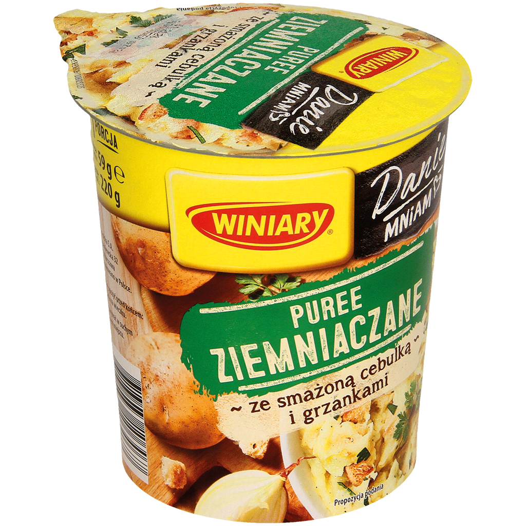 Картофельное пюре с жареным луком и гренками быстрого пригот