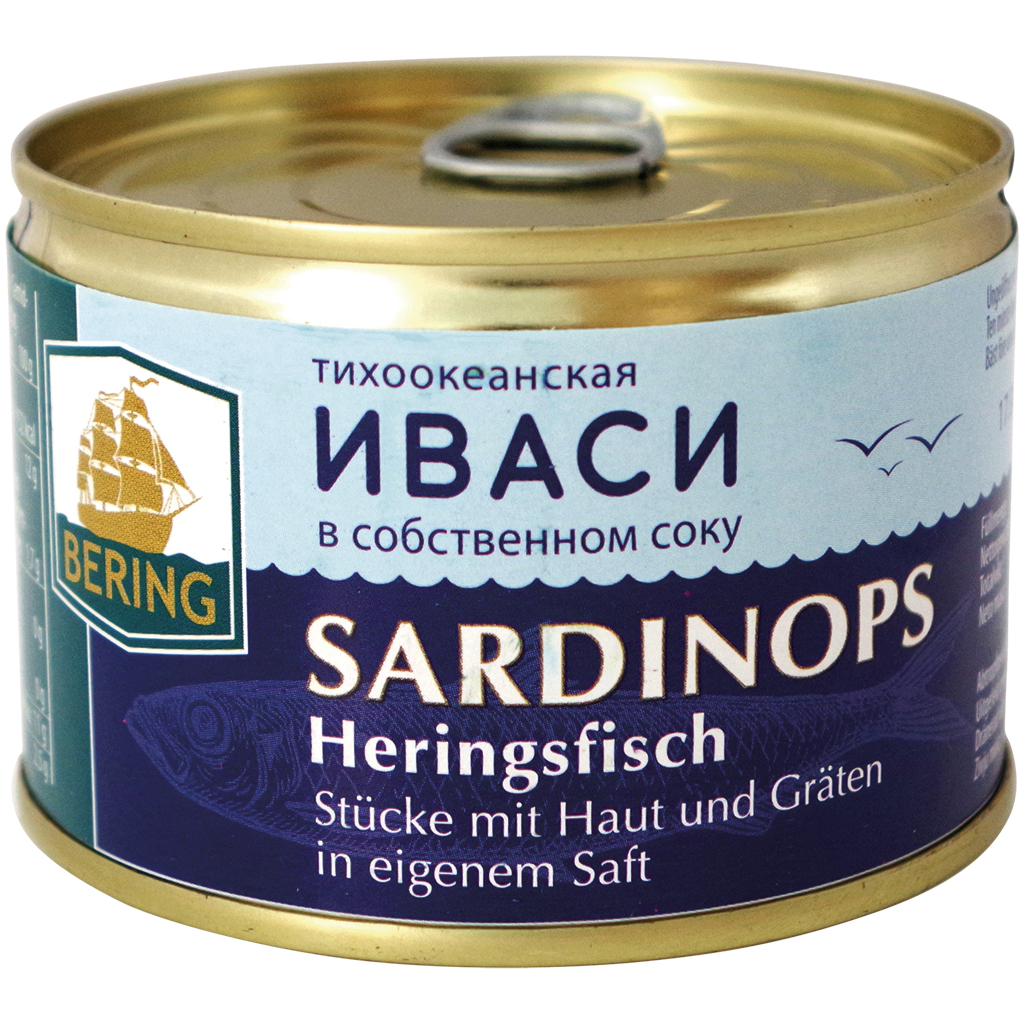 Sardinops (Haringvis) - Stukken met huid en graten in eigen sap