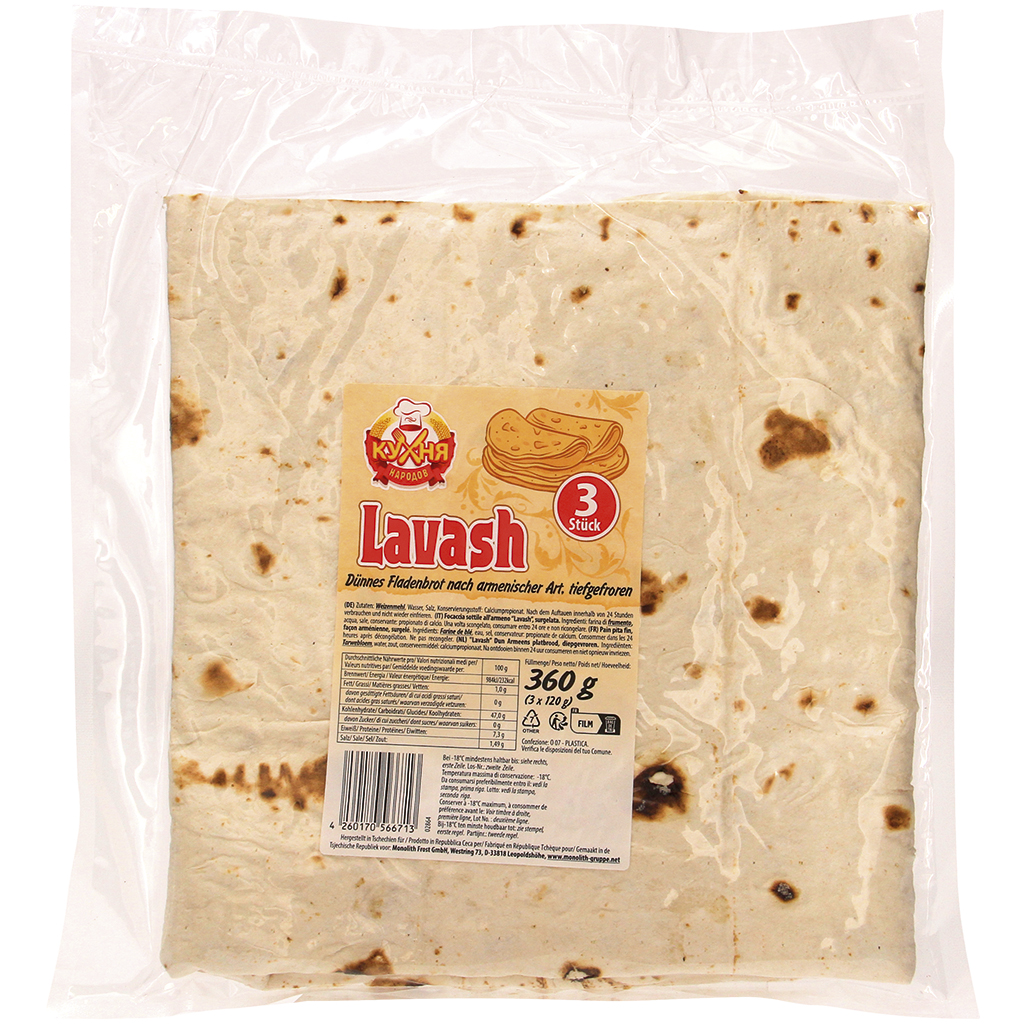 "Lavash" Dunne flatbread naar Armeense stijl, diepgevroren