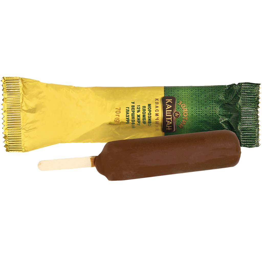 "Zolotoj Kaschtan" ijs met vanillesmaak in een chocoladeglazuur aan een stokje