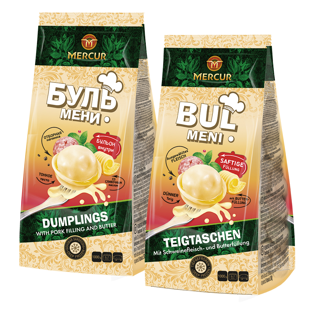 Пельмени "Бульмени" из свинины со сливочным маслом, продукт глубокой заморозки