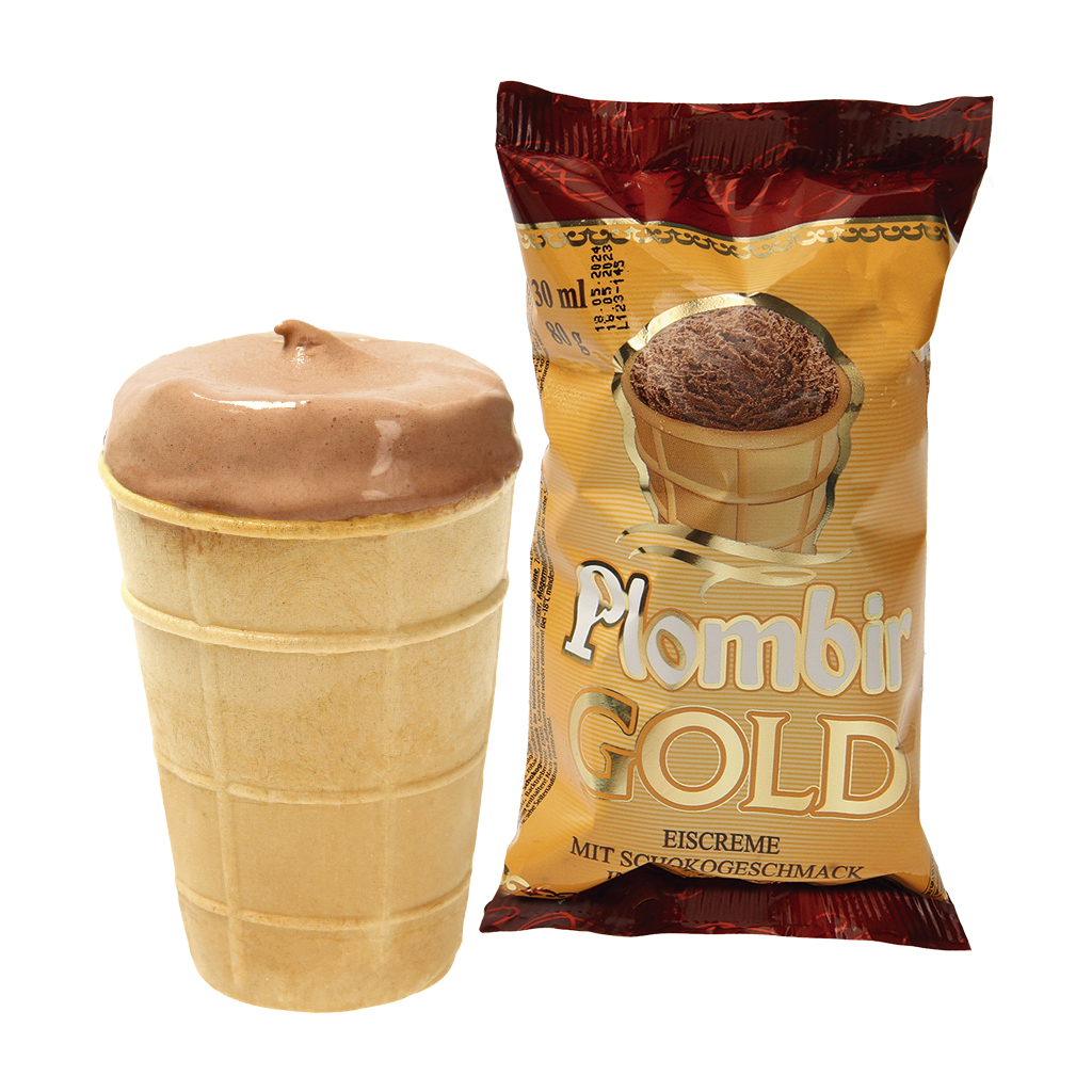 IJs met chocoladesmaak in een wafelbekertje.