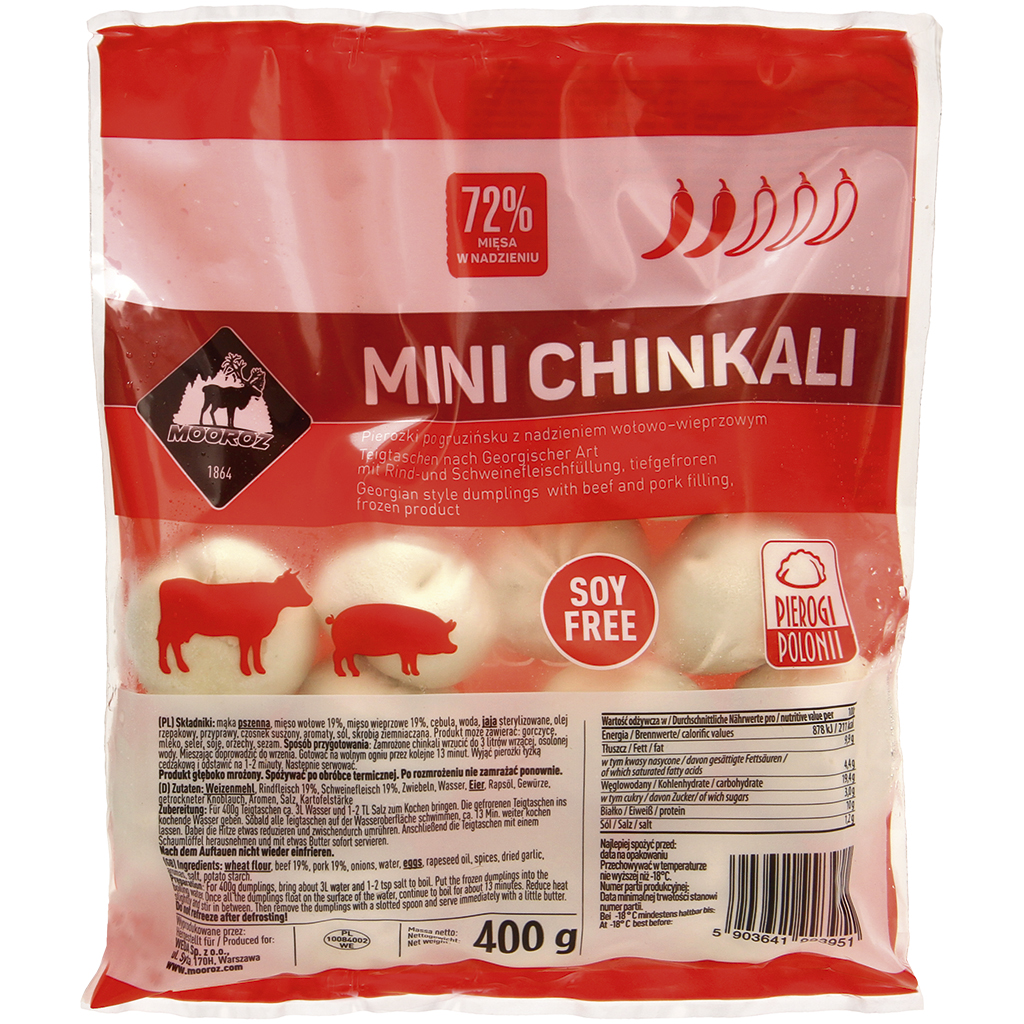 Хинкали с начинкой из свинины и говядины, глубокой заморозки