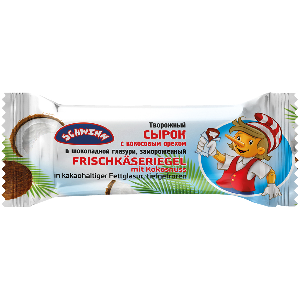 Творожный сырок с кокосовым орехом в шоколадной глазури, зам