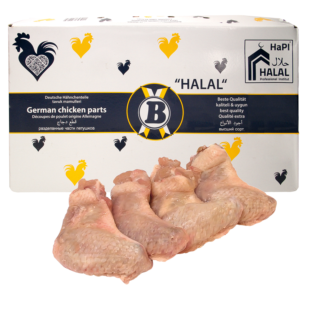 Kippenvleugels zonder punt, diepgevroren, Halal