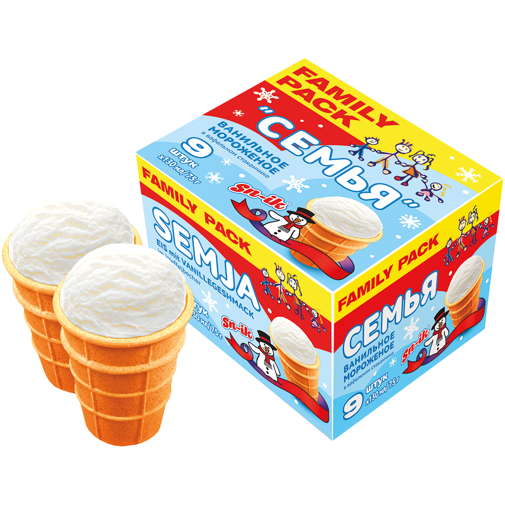 Vanille-ijs "Semja" in een waferbekertje