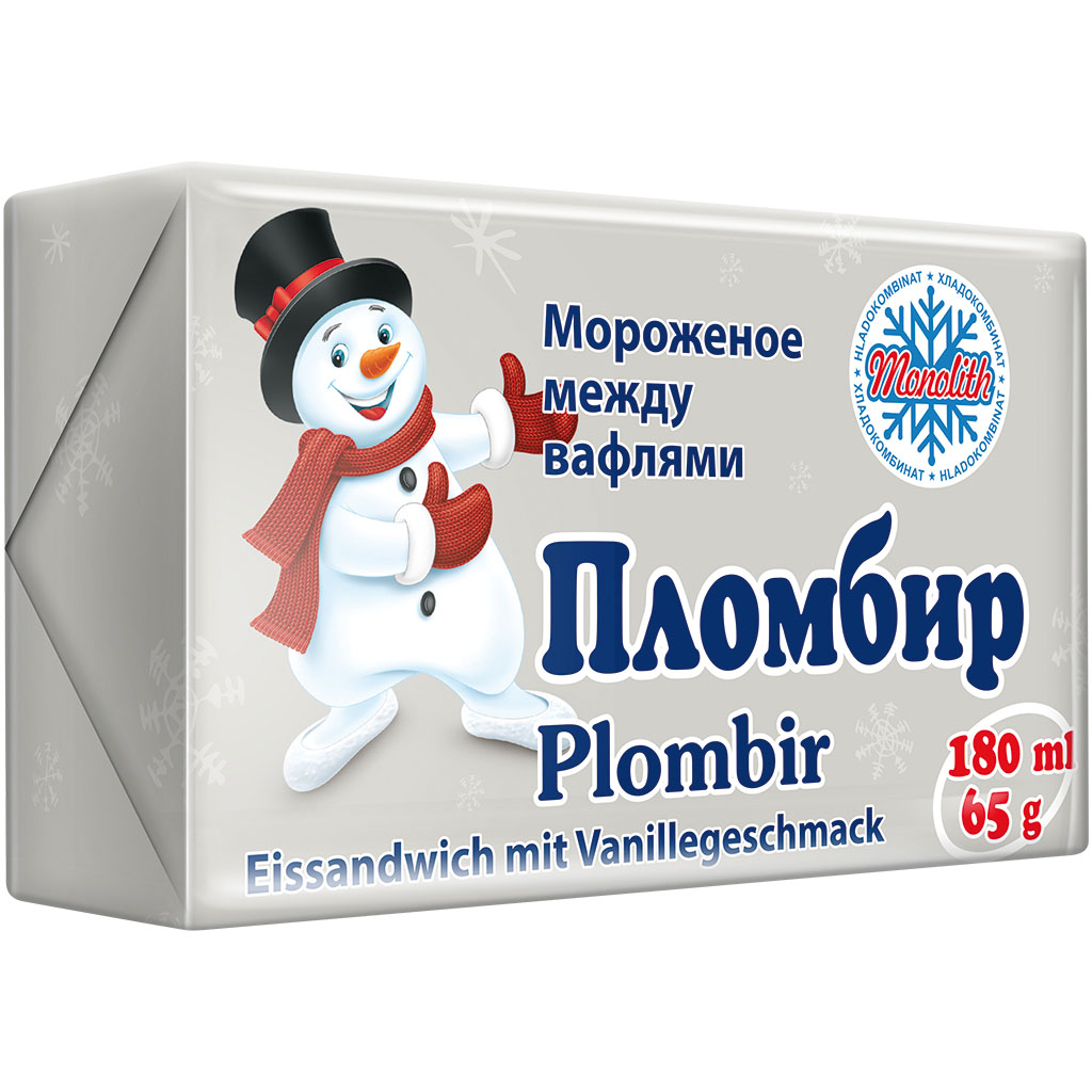 Ijsandwich met vanillesmaak "Plombir"