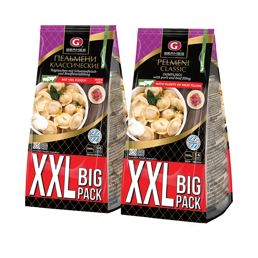 Пельмени "Сибирские XXL" из свинины и говядины, продукт глуб