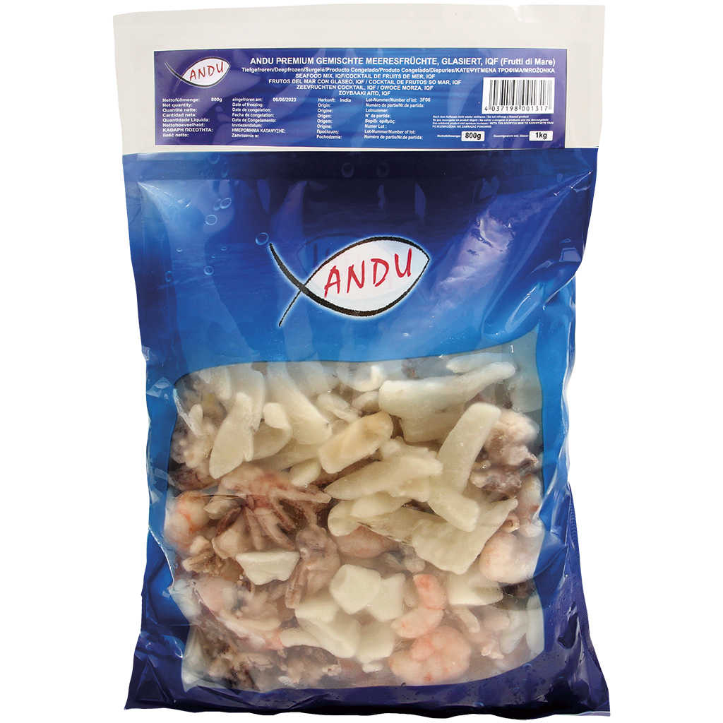 Смесь морепродуктов, глазированная, замороженная