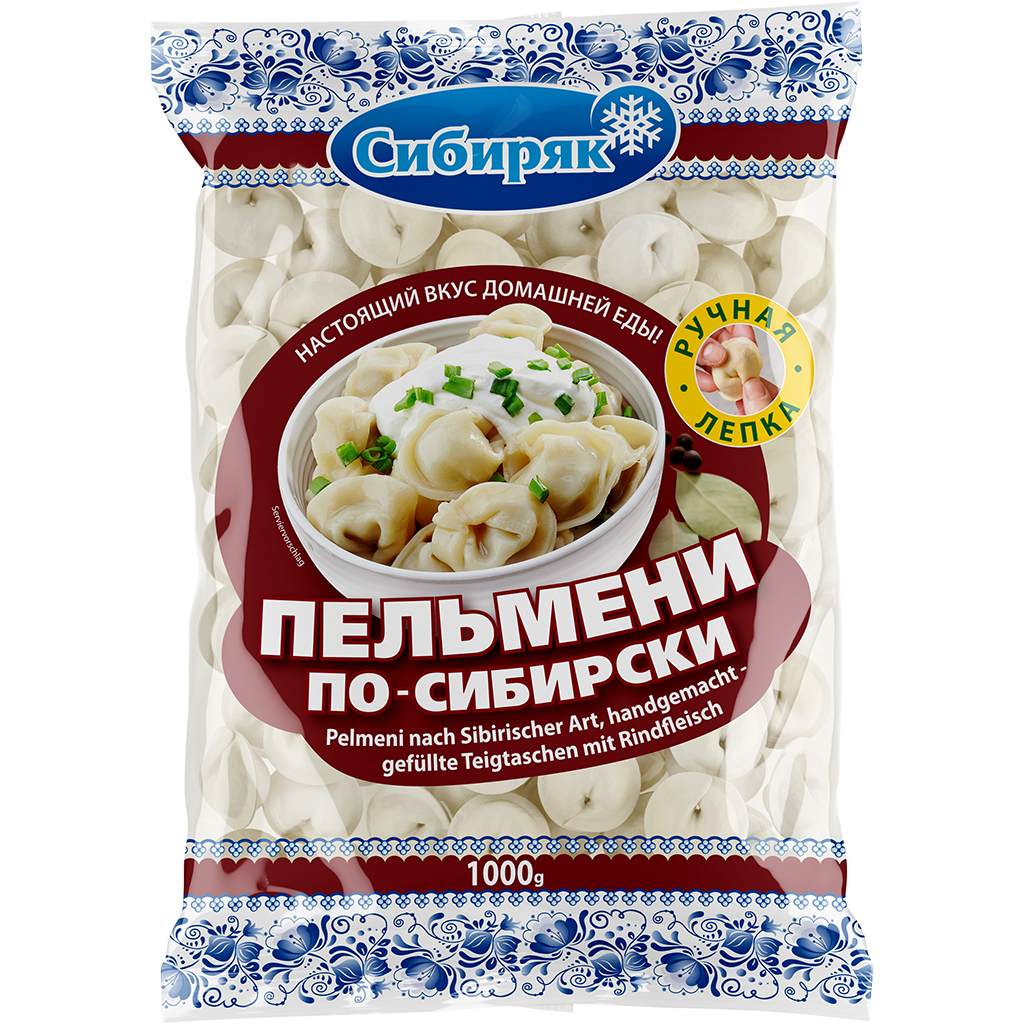 Pelmeni naar Siberische stijl, handgemaakt – gevulde deegzakjes met rundvlees (40%), diepgevroren