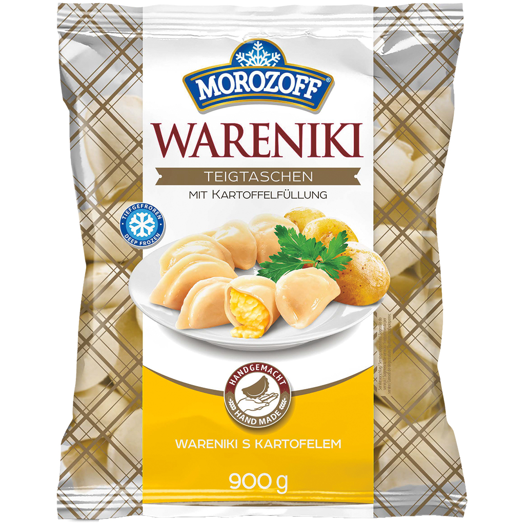 Deegwaren "Wareniki" handgemaakt met aardappelfilling, diepg