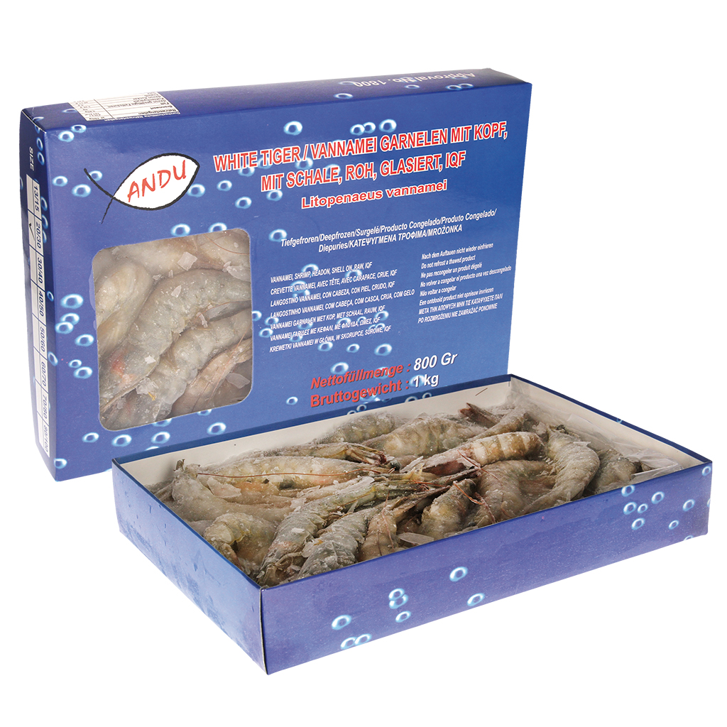 White Tiger/ vannamei garnalen (Litopenaeus vannamei) met ko