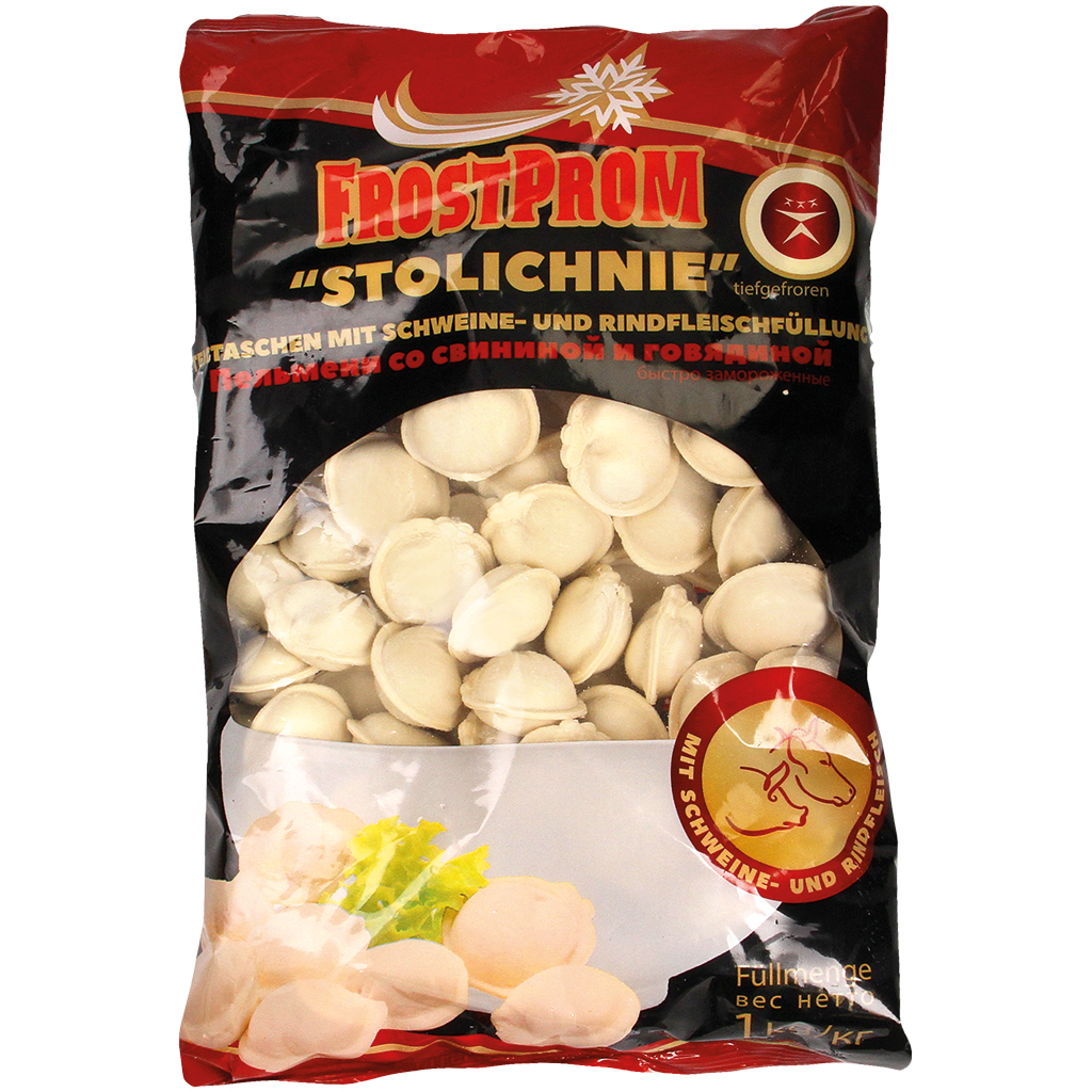 Deegwaren met varkens- en rundvleesvulling "STOLICHNIE"