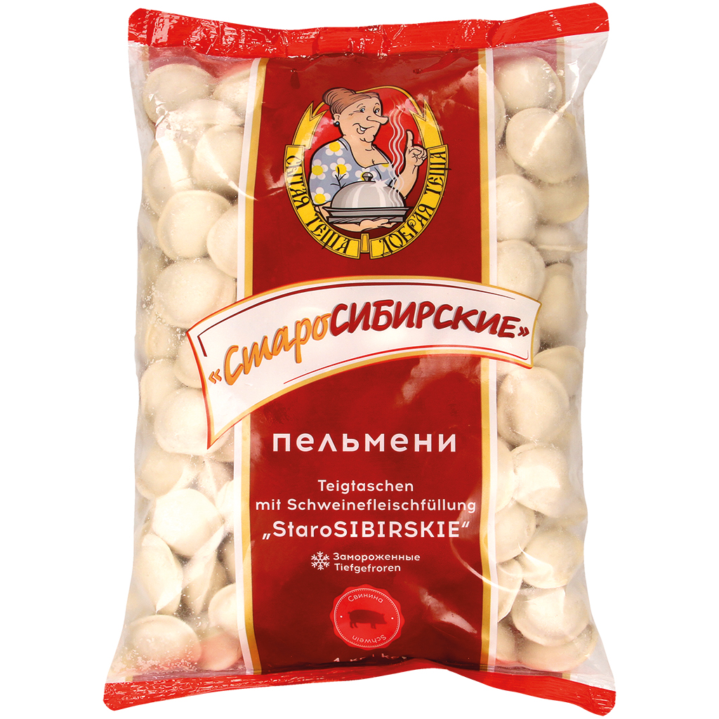 Deegwaren met varkensvleesvulling "Starosibirskie", diepgevr
