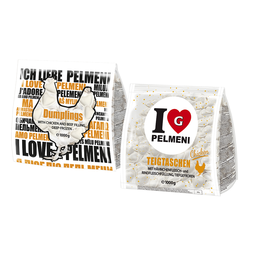 Deegwaren "I Love Pelmeni Kip" met kippenvlees, diepgevroren