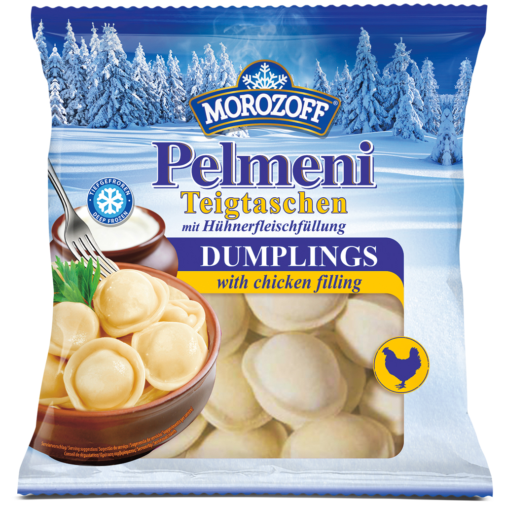 Deegwaren "Pelmeni Morozoff" met kipvleesvulling, diepgevr.