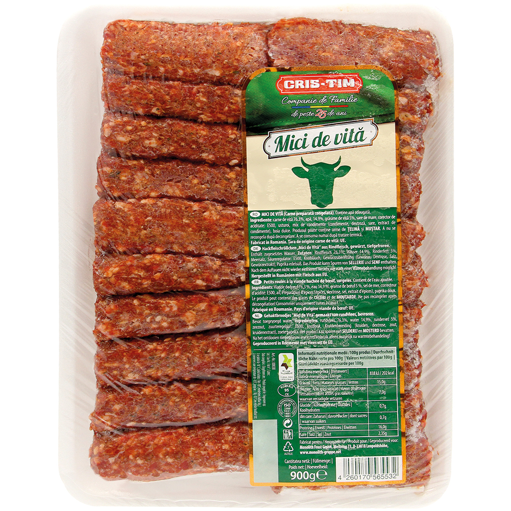 Рулетики из фарша "Mici de Vita" из говядины, приправленные,