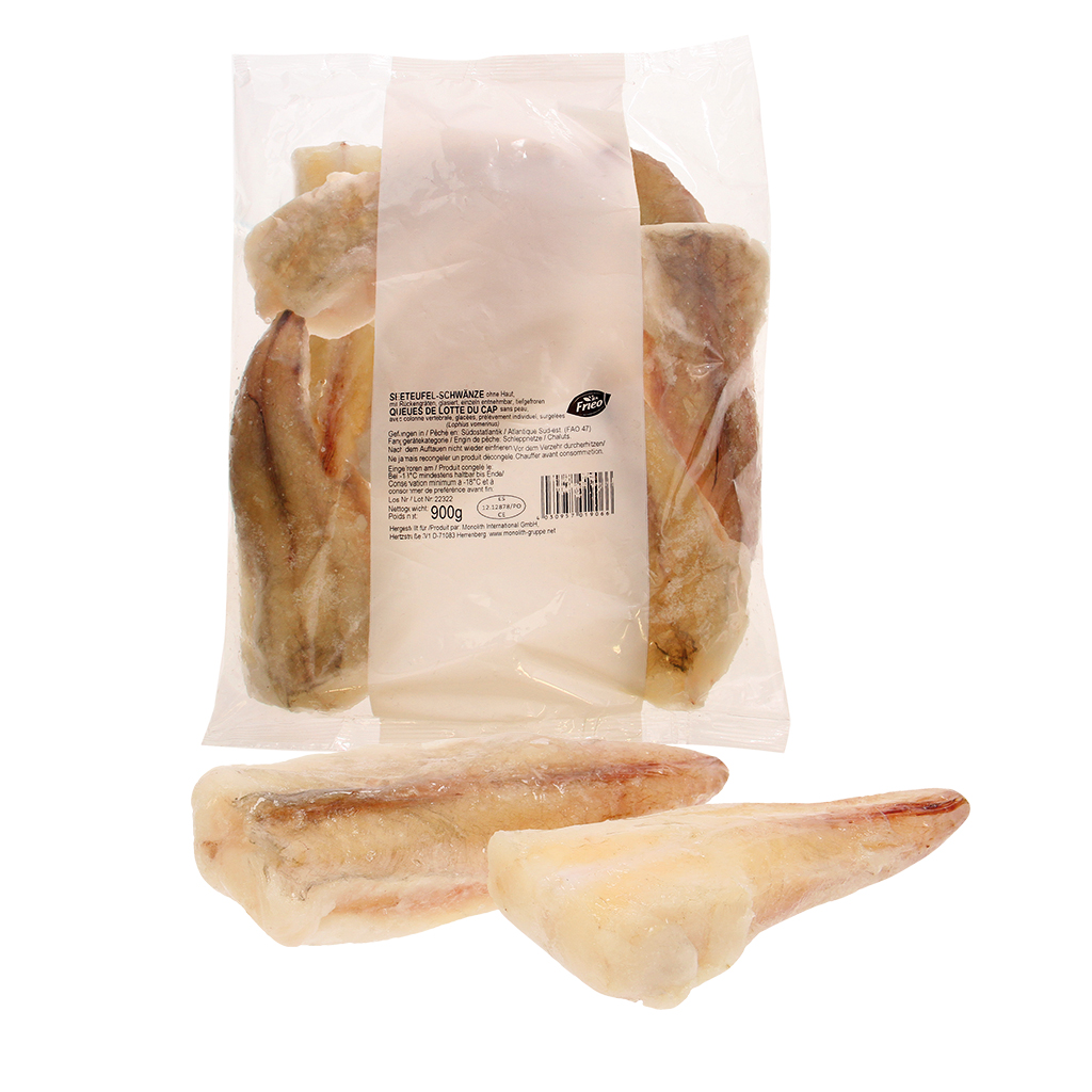 Zeemonsterstaarten, zonder huid, met ruggen, geglazuurd, per