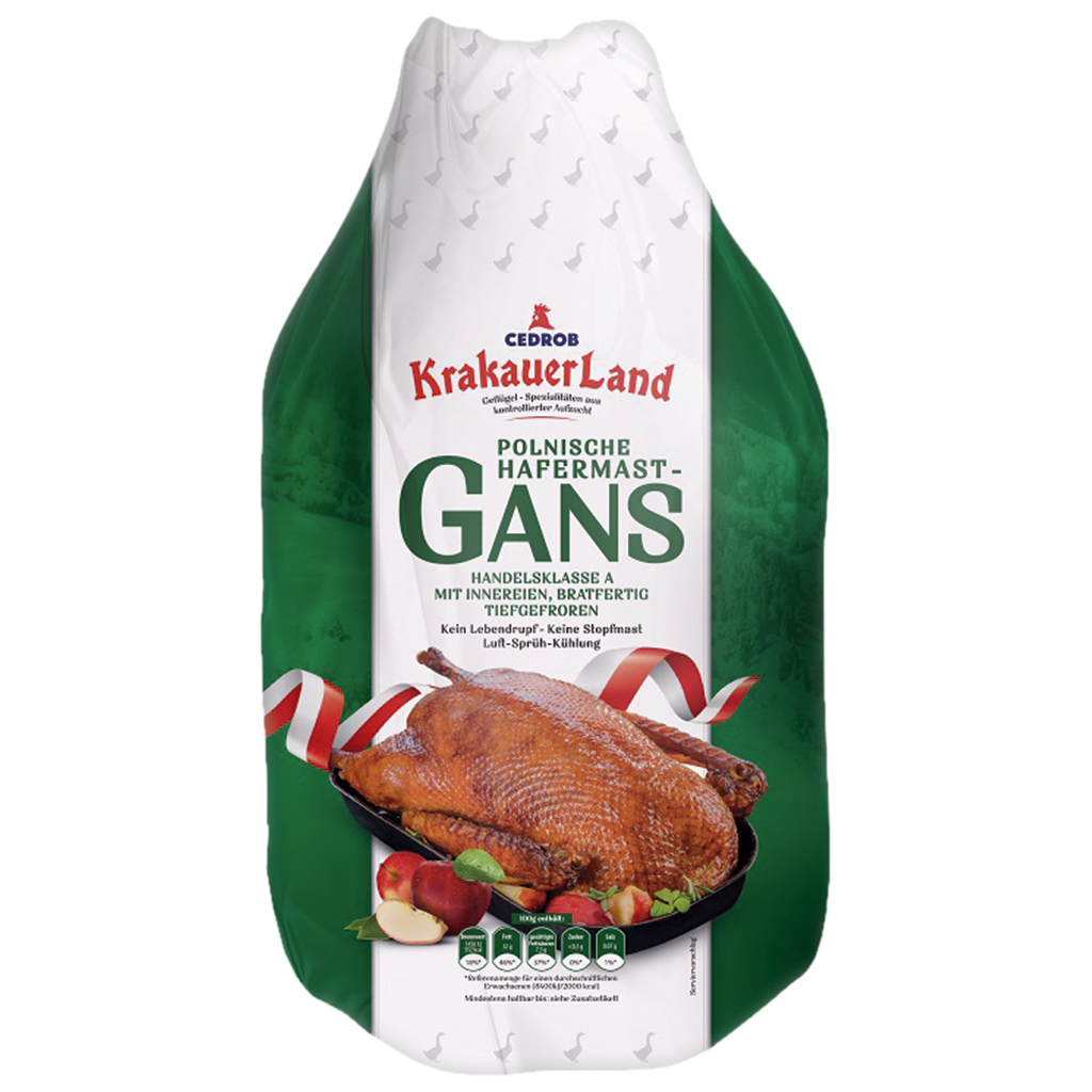 Молодой гусь, HL A, глубокой заморозки. С шеей и потрохами,