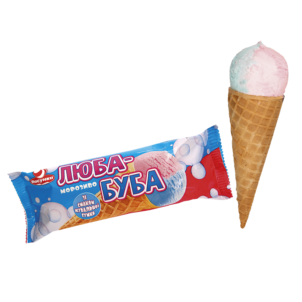 Мороженое "Люба-буба" со вкусом жевательной резинки в вафель
