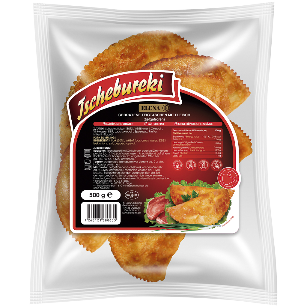 Tschebureki - gebakken deegwaren met varkensvlees