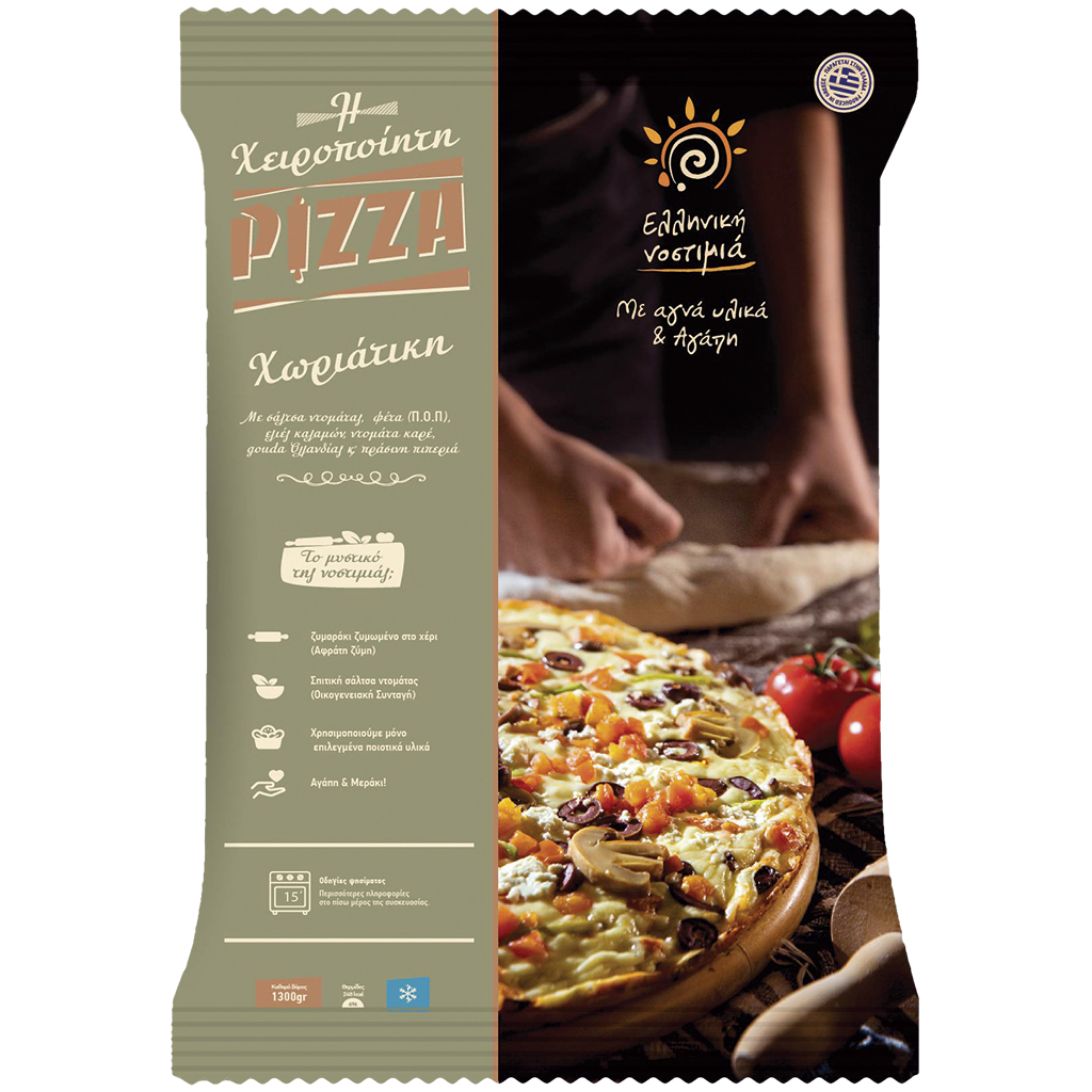 Пицца "По-гречески", ручная работа, замороженная