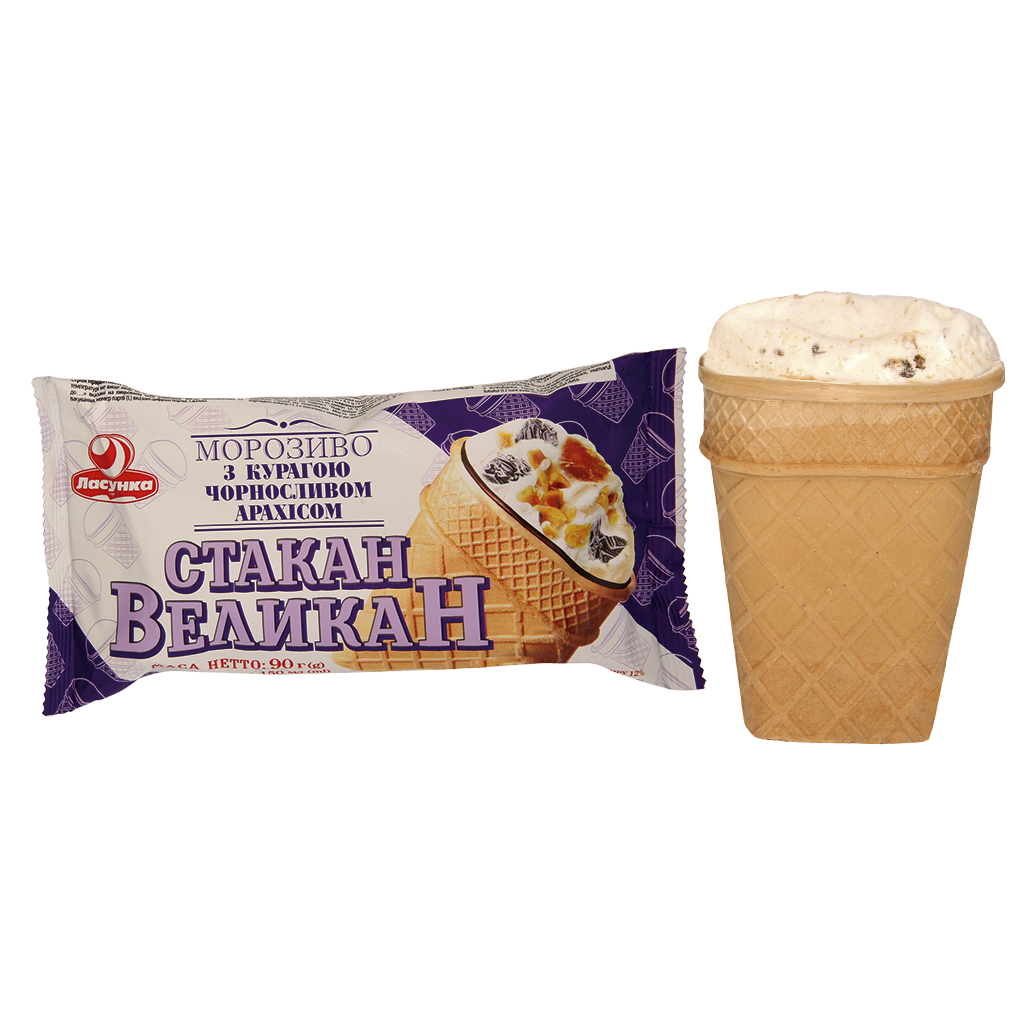 Мороженое "Стакан великан" с курагой, черносливом, арахисом